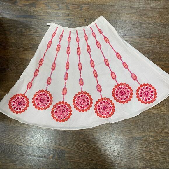 Kemp & Company Pale Pink Skirt Size 14 Quarter Circle Sequin Embellished Cotton - Picture 2 of 11